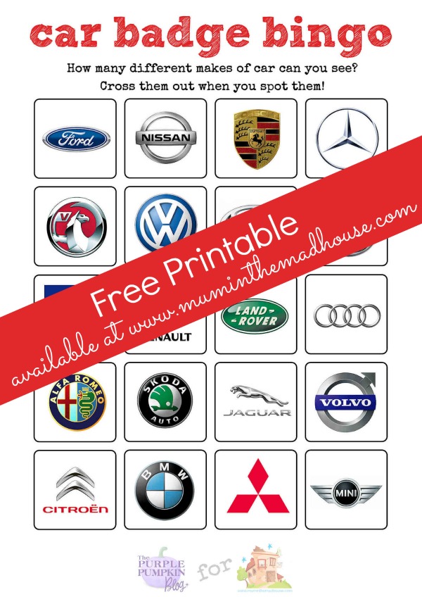 Car Badge Bingo Free Printable